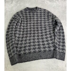 Skims Cozy Knit Pullover Sweater Women's Size Large Gray Plaid